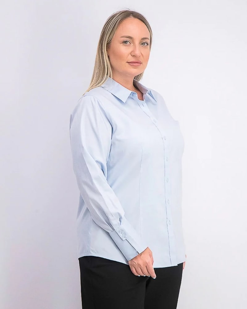 Calvin Klein Women s Plus Size Cotton Collared Shirt Blue Size 14W B